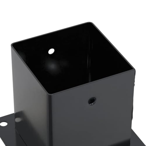 Post Bases 12 Pack 4.76x4.76 Inch Square Deck Support Anchors, Powder-Coated Steel Column Brackets for Pergola, Fence, Porch, and Mailbox Posts, Anthracite - size: 121 x 121 mm & 12