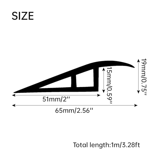 36" Self-Adhesive Vinyl Floor Transition Strip for Doorways – Waterproof Carpet Threshold Cover (Black, Fits Heights 1/2''~3/5'')