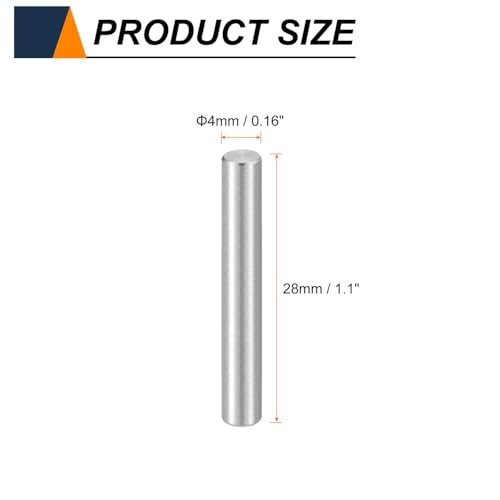 HARFINGTON 15pcs Dowel Pins M4(4mm) x 28mm 304 Stainless Steel Cylindrical Shelf Support Peg Pin Rod Fasten Elements for Metal Devices Wood Furniture DIY Installation, Silver - size: M4 x 28mm