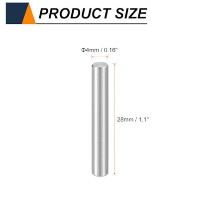 HARFINGTON 15pcs Dowel Pins M4(4mm) x 28mm 304 Stainless Steel Cylindrical Shelf Support Peg Pin Rod Fasten Elements for Metal Devices Wood Furniture DIY Installation, Silver - size: M4 x 28mm