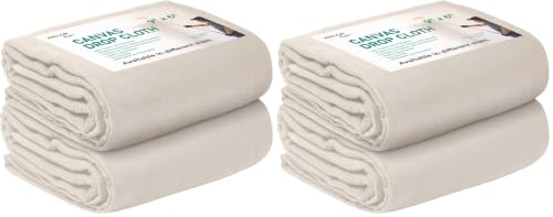 Canvas Drop Cloth for Painting 9x6 feet Pack of 4-8oz Painters Drop Cloths for Painting - All Purpose Canvas Tarps for Floor & Furniture Protection - Recycled Cotton Fabric - size: 9x6 Ft - 2 pc (Pack of 2)