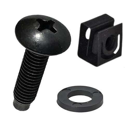 Black 10-32 Slide-on Cage Nut & Screws w/Washers | 25-Pack