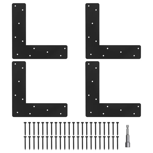 4Pcs 11.8"x3" L Shape Flat Brackets|Thickness 0.12" Mending Plates| - size: 4"x 4"