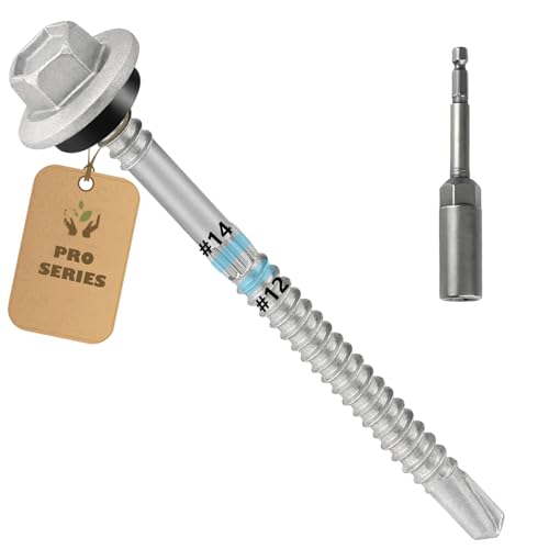 50PCS #12/#14 x 3 Roofing Screws, Self-Tapping Screws for Metal, Hex Head - size: #12/#14 X 3”-50