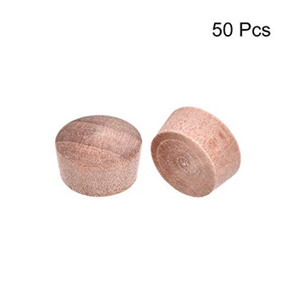 uxcell Wood Button Top Plugs 9/16 Inch Wood Color Hardwood Furniture Plugs 9/25 Inch Height 50 Pcs - size: 9/16"x9/25"