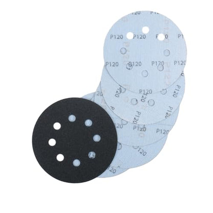 50 Pcs 5 Inch 8 Hole 120 Grit Wet and Dry Sanding Discs, Round Hook and Loop Disc Sandpaper for Random Orbital Sanders - style: 120 Grit