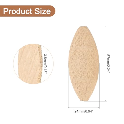 uxcell 50Pcs Wood Joiner Biscuits, 57x24x3.8mm Woodworking Biscuits, Wood Board Docking Tool Joiner Accessories for Carpenters and DIY Projects - size: 57x24x3.8mm