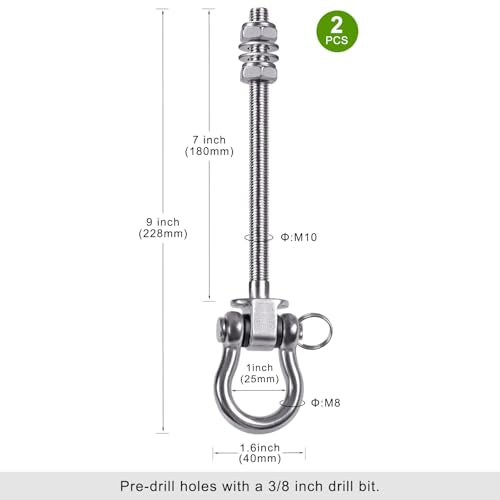 SELEWARE Heavy Duty Swing Hanger with Bearings, 2 Pack Porch Swing Hardware - color: U (9 inch, 2 Pack)