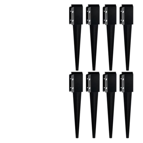 Heavy-Duty Fence Post Anchor with 18-Inch Nail for 3.5x3.5 Wood Posts, Corrosion-Proof Ground Spike with Powder Coating for Garden Fencing & Deck Supports, 8 Pack