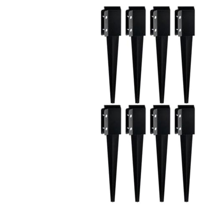 Heavy-Duty Fence Post Anchor with 18-Inch Nail for 3.5x3.5 Wood Posts, Corrosion-Proof Ground Spike with Powder Coating for Garden Fencing & Deck Supports, 8 Pack