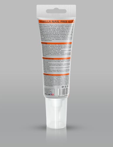 Visbella Nail Free Glue, Heavy-Duty Mounting Adhesive, No Nails Strong Bond Glue for Wood, Ceramic, Metal & More, White Instant Grab Adhesive 4.4oz.