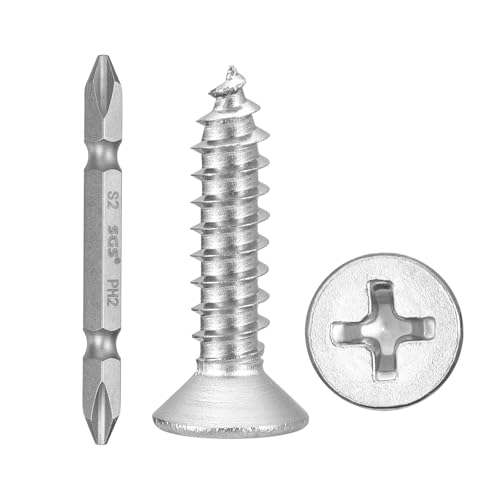 METALLIXITY 101Pcs #8x3/4 Countersunk Phillips Wood Screws Kit SS304 - color: Silver, size: #8x3/4"