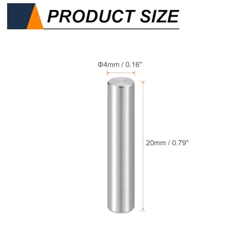 HARFINGTON 15pcs Dowel Pins M4(4mm) x 20mm 304 Stainless Steel Cylindrical Shelf Support Peg Pin Rod Fasten Elements for Metal Devices Wood Furniture DIY Installation, Silver - size: M4 x 20mm