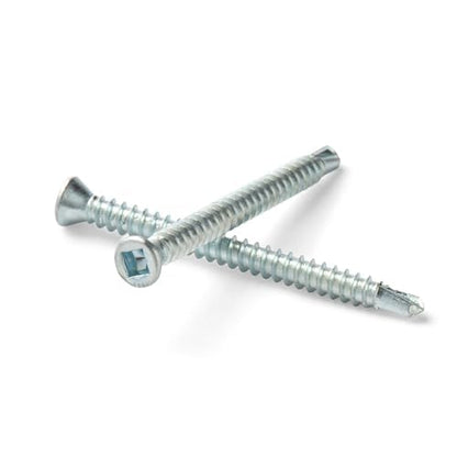 ASMC Industrial - Pro Self-Drilling Screws - Square Drive Trim Head, Zinc-Plated Metal Screw, Low-Carbon Steel, Self-Tapping Sheet for Metal, Wood, Automotive & Fasteners - 6-20 x 2 1/4", Pack of 100