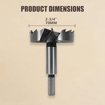 CATITO 2-3/4"(70mm) Forstner Drill Bit for Woodworking - HEX Shank, 2-3/4 Inch Forstner Bit, Wood Drill Bits for Holes, Hinge Cutter for Hard Wood, Plastic, Plywood - size: 2-3/4"(70mm)
