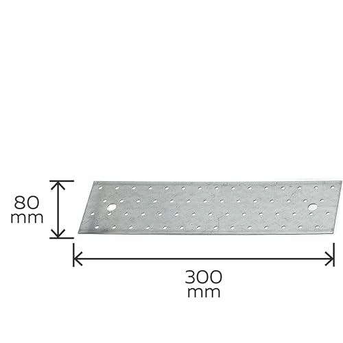 Alberts, Sendzimir-galvanised, 300 x 80 mm 331474 Perforated Plate - size: 300 x 80 mm