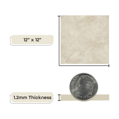 Tivoli Self Adhesive Vinyl Floor Tiles, 45 Tiles, 12 x 12 in, Peel & Stick - color: Carrera Marble