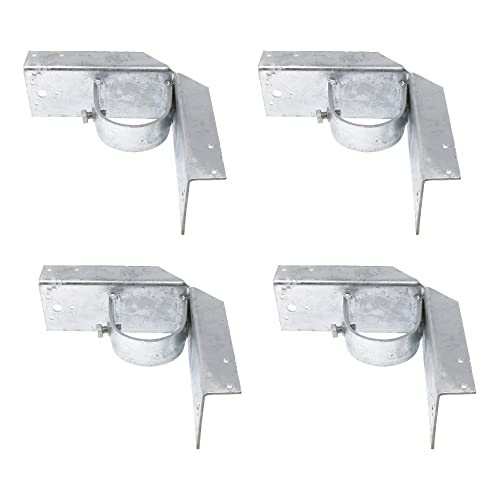 Chain Link Fence 2 1/2" (2 3/8" OD) x 6" Wood to Steel Post Corner Adapter | Adapter Brackets | Wood Fence Steel Post Bracket (Pack of 4)