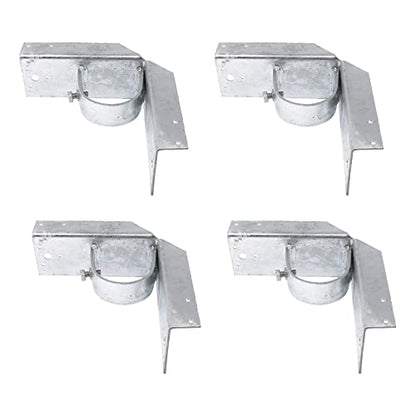 Chain Link Fence 2 1/2" (2 3/8" OD) x 6" Wood to Steel Post Corner Adapter | Adapter Brackets | Wood Fence Steel Post Bracket (Pack of 4)