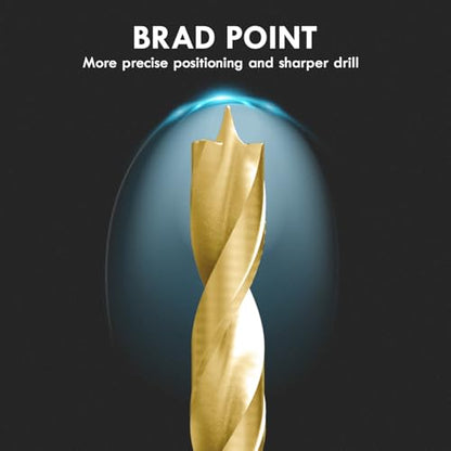 29Pcs (1/16" - 1/2") Tin-Coated Brad Point Wood Drill Bit Set - size: Tin-Coated (1/16"-1/2") - 29pcs