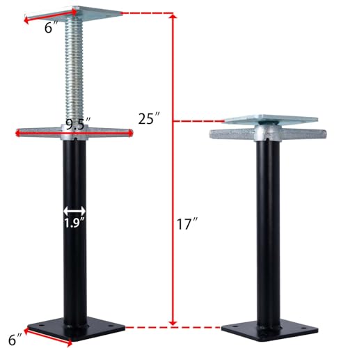 Adjustable House Floor Jack Support, Basement Floor Jack for Temporary Support, Height Range 17''-25'' for Stabilizing and Supporting Beams, Load Capacity 10000 LB