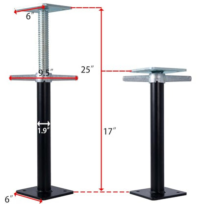 Adjustable House Floor Jack Support, Basement Floor Jack for Temporary Support, Height Range 17''-25'' for Stabilizing and Supporting Beams, Load Capacity 10000 LB