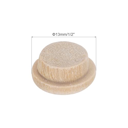 MECCANIXITY 200pcs Flat Head Wood Plugs 1/2" Screw Hole Cover Wooden Button