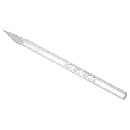 Art Knife, Carving Knife, Nonslip Stainless Steel Precision Knife Hobby Knife Wood Carving Artwork Craft Knife with 5 Spare Blades for Phone Repair, Art, Hobby, Scrapbooking, Stencil (Silver)