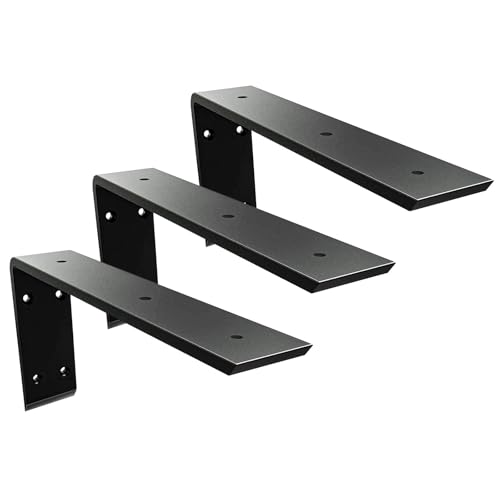 Heavy Duty Metal Countertop Brackets 18 Inch L Shape Countertops Floating Shelf Brackets 0.4 Inch Thick Granite Countertops 18"x8"x2.5" for Quartz/Granite/Wood/Concrete/Laminate Countertops (3pack) - color: Black-3Pack, size: 18"x8"x2.5"