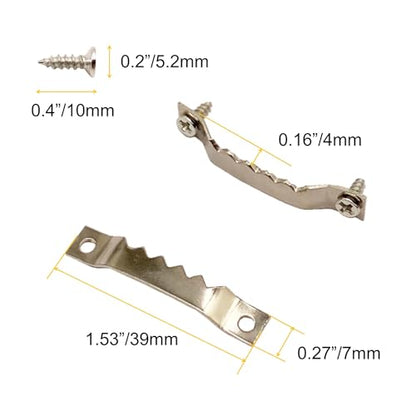 100 Pack Small Steel Sawtooth Picture Hangers with Screws (Silver) - color: Small Silver - 100 Pack