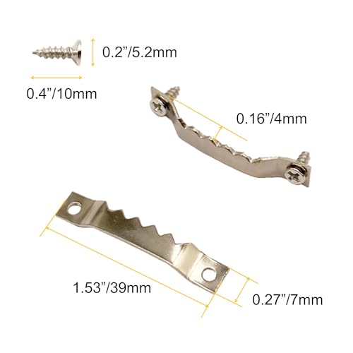 50 Pack Small Steel Sawtooth Picture Hangers with Screws (Silver) - color: Small Silver - 50 Pack