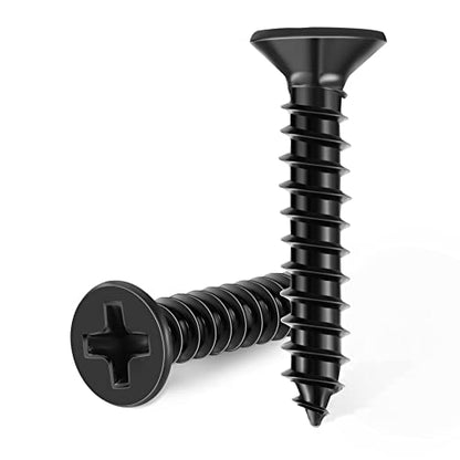 100 PCS #6 X 1 Inch Black Oxide Coated Flat Head Phillips Wood Screw, Stainless Steel 18-8 (A2) Fully Threaded 6 X 1'' Multipurpose Screws by TPOHH - size: #6 X 1 inch