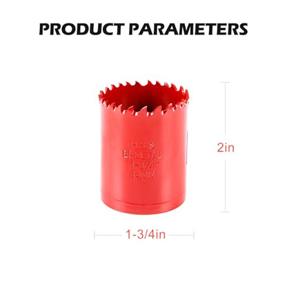 1-3/4"(44MM) Bi-Metal M42 Hole Saw with 8% Cobalt– Deep Cut 2" Depth HSS Hole Cutter for Wood, Plastic, Drywall, Metal Sheet & Hardened Stainless Steel(Without Arbor) - size: M42 1-3/4in