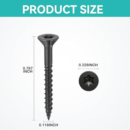 Wood Screws Black #4 × 3/4 inch Torx Star Drive Deck Screws Flat Head M3 × 20 Countersunk T10 Self Tapping Thread Cut 200pcs Carbon Steel Galvanized Very Small Size Screw(200PCS/Small Box Black) - color: Black, size: #4×3/4