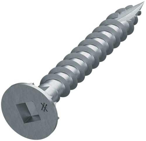 Simpson Strong-Tie CB3BLG158S Fiber-Cement Board Screw (Collated) - #10 x 1-5/8 in., #3 Square Drive (Undersized), Ribbed Wafer Head, Coarse Threads, Type 17 Point (1500-Qty)