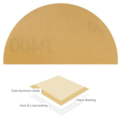 50pcs No Hole Sanding Discs- [ 3 Inch 400 Grit ] Round Hook and Loop Grip Sanding Pads Sandpaper for Automotive Woodworking Metal Polishing Use| Gold, Aluminum Oxide - size: 400 grit