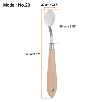 HARFINGTON 2pcs No.20 Palette Knives 22mm Width Stainless Steel Oval Spatula Painting Pallet Knife with Wood Handle for Oil Acrylic Canvas Mixing Spreading - color: Wood Color