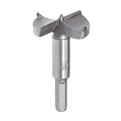 uxcell Forstner Drill Bits 45mm, Tungsten Carbide Wood Hole Saw Auger Opener Woodworking Hinge Hole Drilling Boring Bit Cutter Gray with Case - size: 45mm