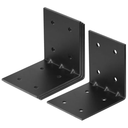 4 PCS Black L Bracket for Wood, Heavy Duty 1/8" Thick, 6"x6"x5" - size: 6"x6"x5"