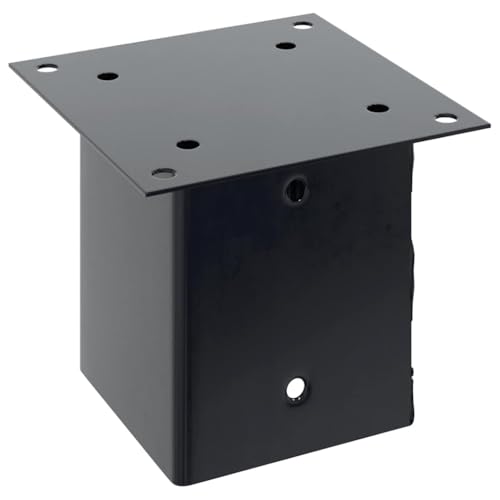 Post Bases Square 12 Pcs Anthracite 4x4 Inches Powder-Coated Steel Fence Support Brackets for Gazebo Porch Railing Mailbox Deck Post Anchors - size: 101 x 101 mm & 12