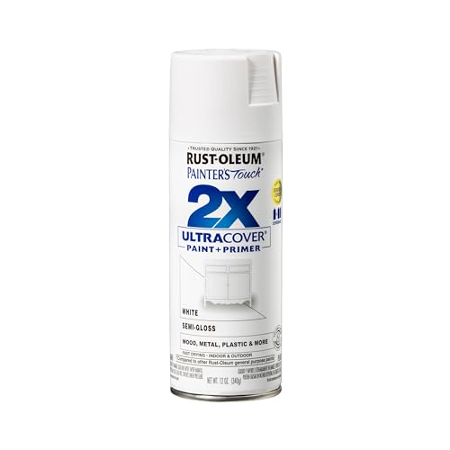 Rust-Oleum Painter's Touch 2X Ultra Cover Spray Paint, Semi-Gloss White - color: Semi-Gloss White, size: 12 Ounce (Pack of 1)