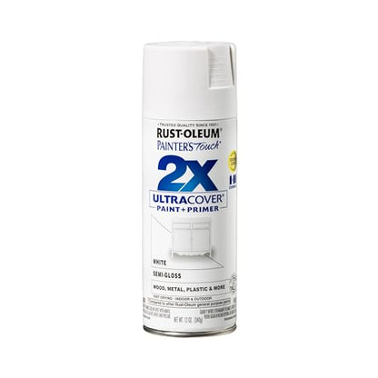 Rust-Oleum Painter's Touch 2X Ultra Cover Spray Paint, Semi-Gloss White - color: Semi-Gloss White, size: 12 Ounce (Pack of 1)