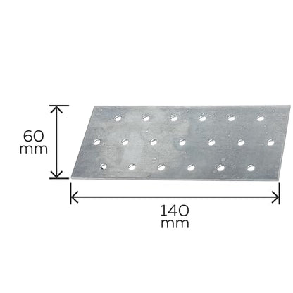 Alberts 331467 Perforated Plate Sendzimir-Galvanised 140 x 60 mm - size: 140 x 60 mm
