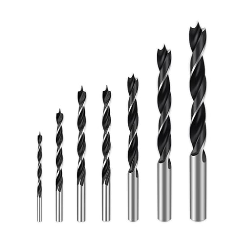 7 Pcs Brad Point Drill Bit Set for Wood - size: 1/8-3/8 (7pcs)