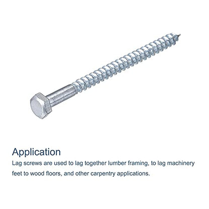 uxcell Hex Lag Screws, M8 x 120mm Carbon Steel Zinc Plated Half Thread Self-Tapping Bolts for Wood Screw 15Pcs - size: M8 x 120mm