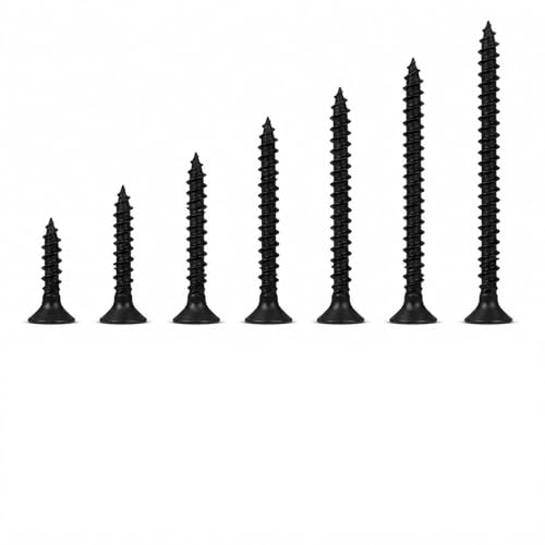 245 Pcs M3.5 Self Tapping Screws Flat Head Black Carbon Steel