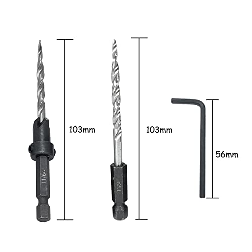 Countersink Drill Bit Set 5PCS 11/64" Wood Bit for Woodworking - size: 7PCS