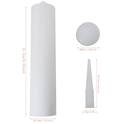 2PCS 300ml Plastic Sealed Empty Adhesive Tube White Caulking Tube Sealant Applicator Tube for Standard Caulking Gun Crack Repair Tiles Leak Sealing