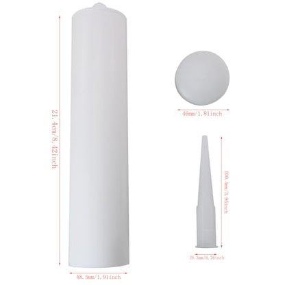 2PCS 300ml Plastic Sealed Empty Adhesive Tube White Caulking Tube Sealant Applicator Tube for Standard Caulking Gun Crack Repair Tiles Leak Sealing