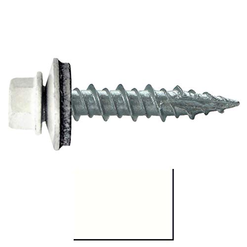 10 x 1 Bone White Metal Roofing Screws - Hex Washer Head- Self-Starting/Tapping - EPDM Washer. 1 Bag - 250 Screws - color: BONE WHITE, size: 1"